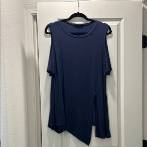Elegant Navy Women's Asymmetrical Blouse